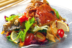 Soft Shell Crab & Salmon Skin Salad